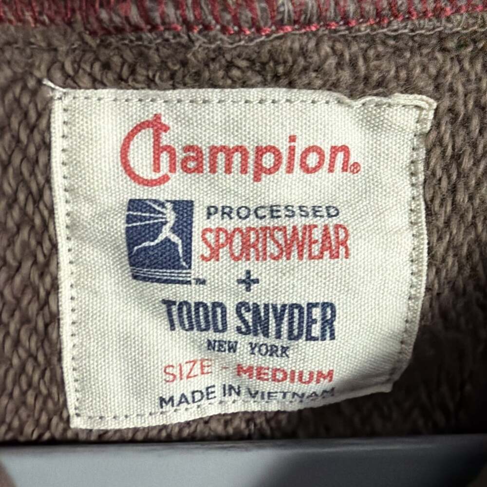 Champion x Todd Snyder Men's Size Medium Brown Terry Cotton Hoodie With Pockets - Picture 7 of 10